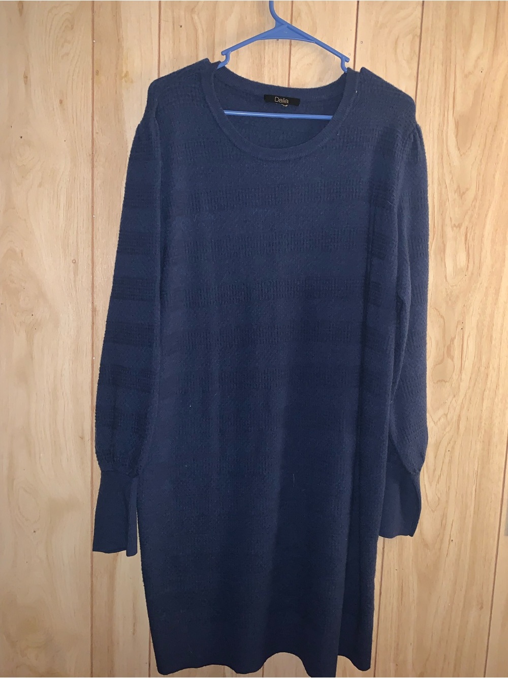Dalia Navy Crew Neck Long Knit Sweater